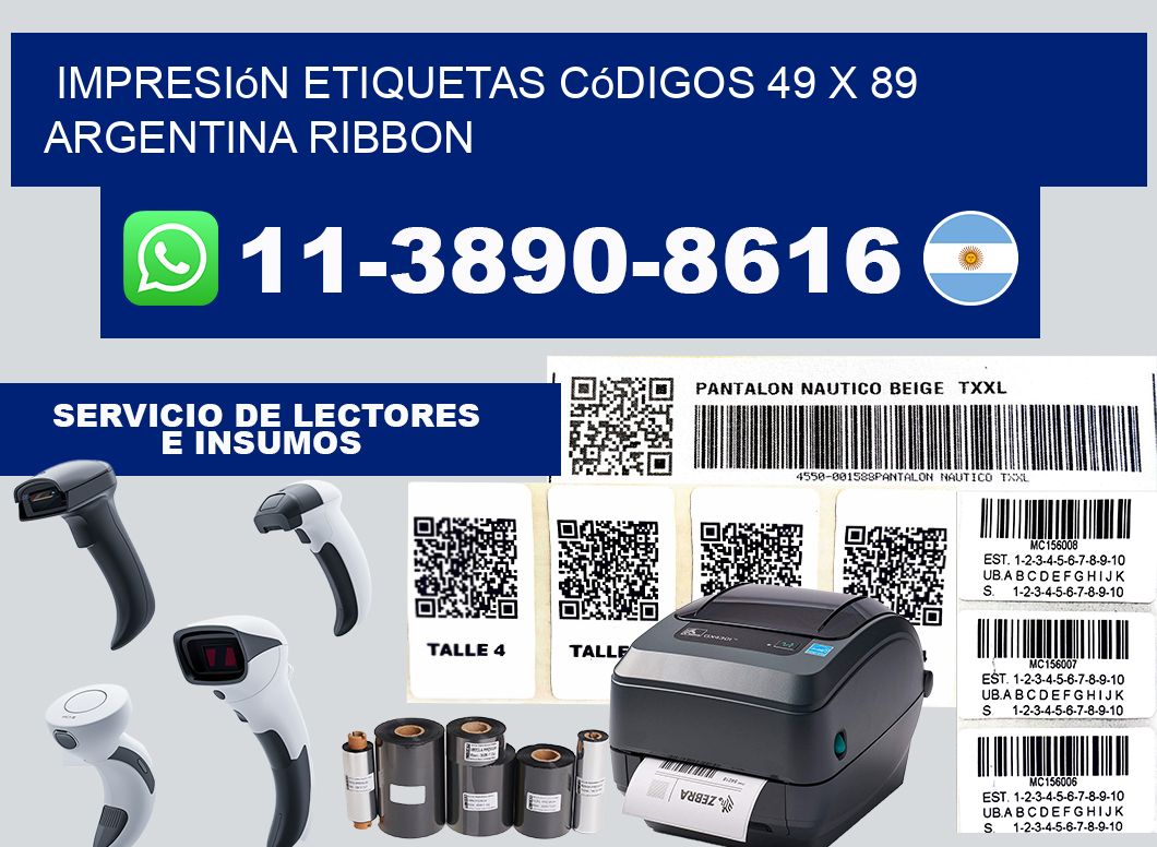 impresión etiquetas códigos 49 x 89 argentina ribbon