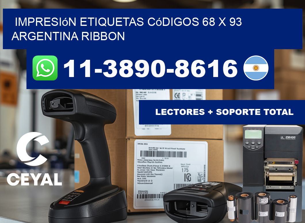 impresión etiquetas códigos 68 x 93 argentina ribbon