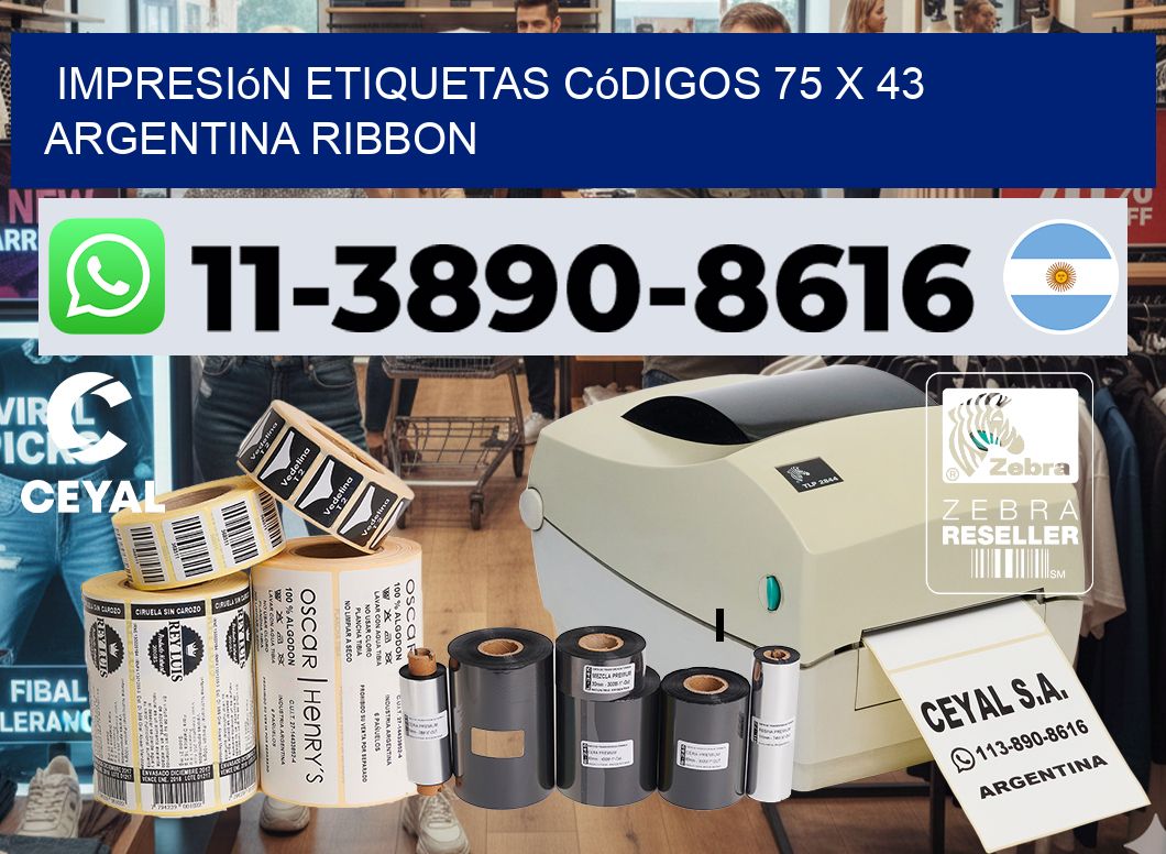 impresión etiquetas códigos 75 x 43 argentina ribbon