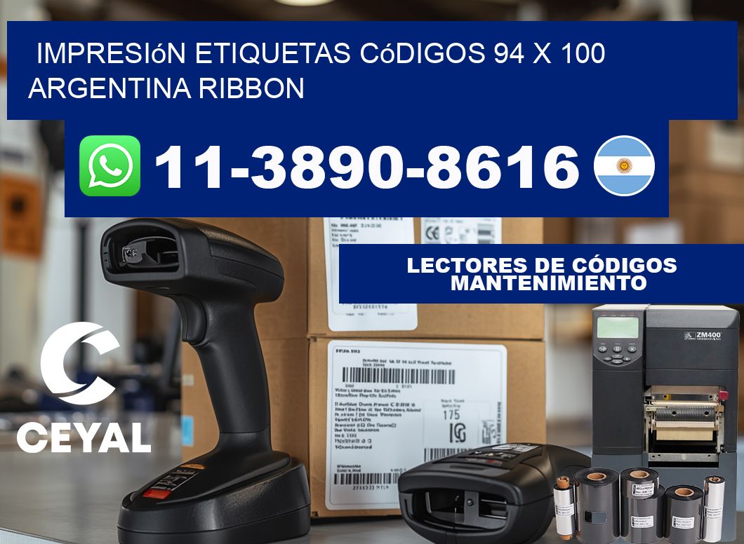impresión etiquetas códigos 94 x 100 argentina ribbon