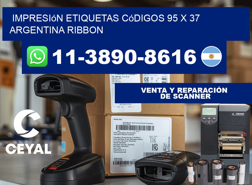 impresión etiquetas códigos 95 x 37 argentina ribbon