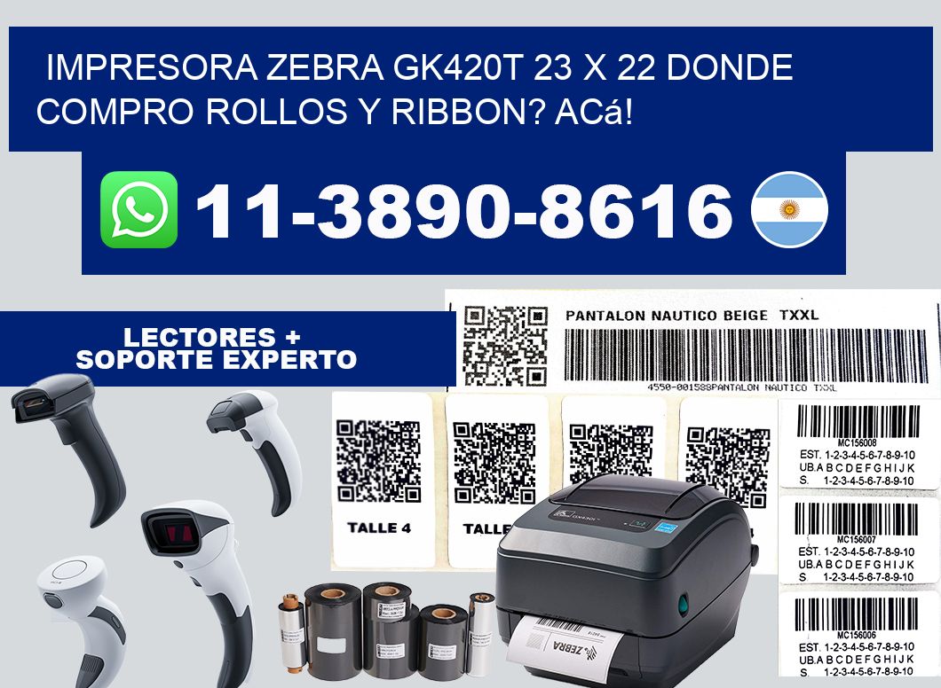impresora zebra gk420t 23 x 22 Donde compro rollos y ribbon? Acá!