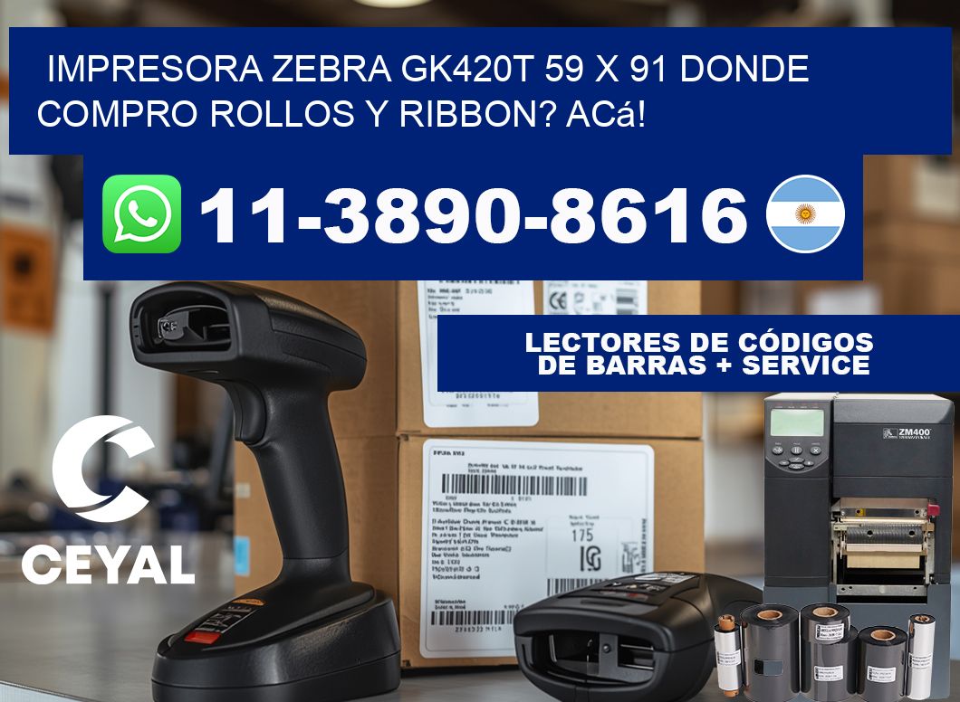 impresora zebra gk420t 59 x 91 Donde compro rollos y ribbon? Acá!