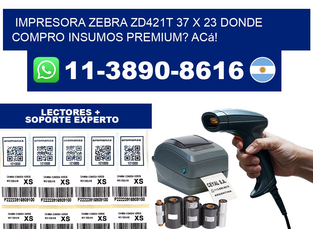impresora zebra zd421t 37 x 23 Donde compro insumos premium? Acá!