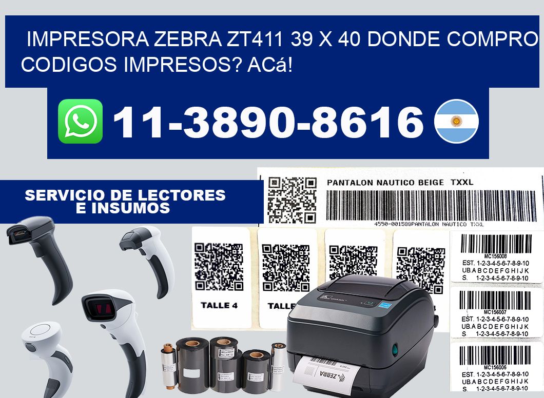 impresora zebra zt411 39 x 40 Donde compro codigos impresos? Acá!