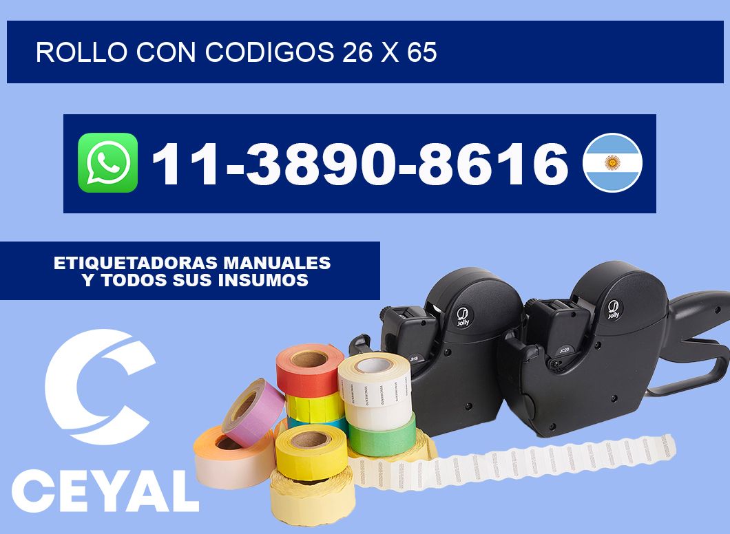 rollo con codigos 26 x 65