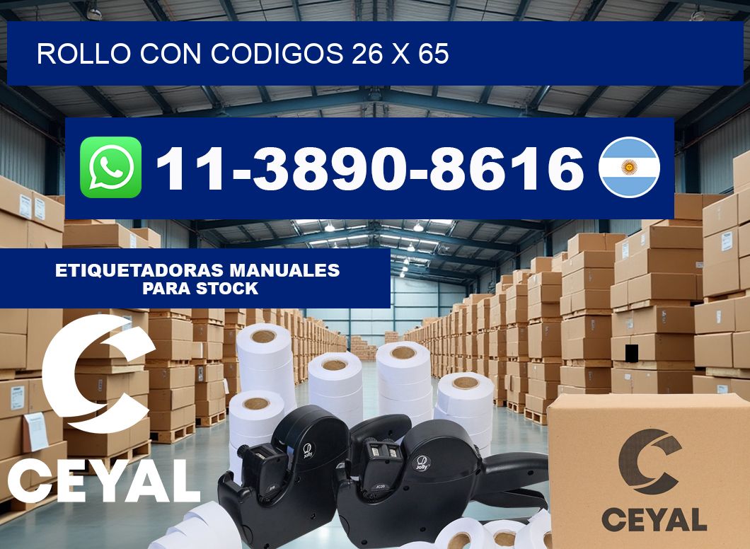 rollo con codigos 26 x 65