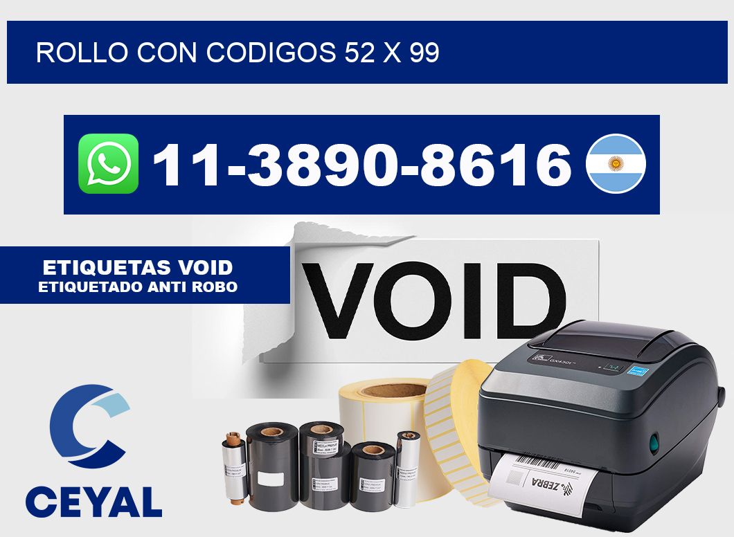 rollo con codigos 52 x 99