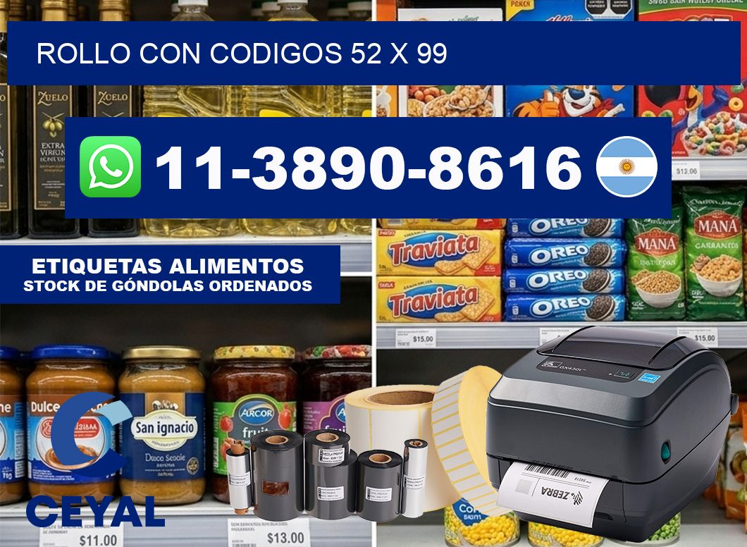 rollo con codigos 52 x 99