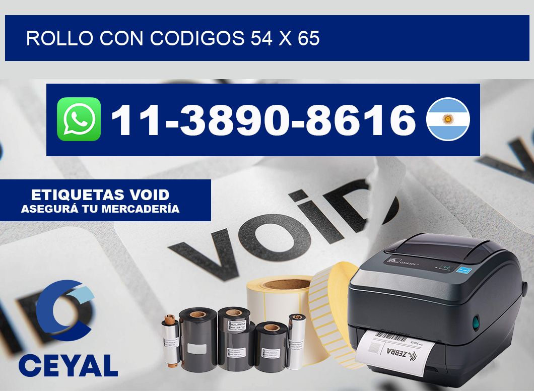 rollo con codigos 54 x 65