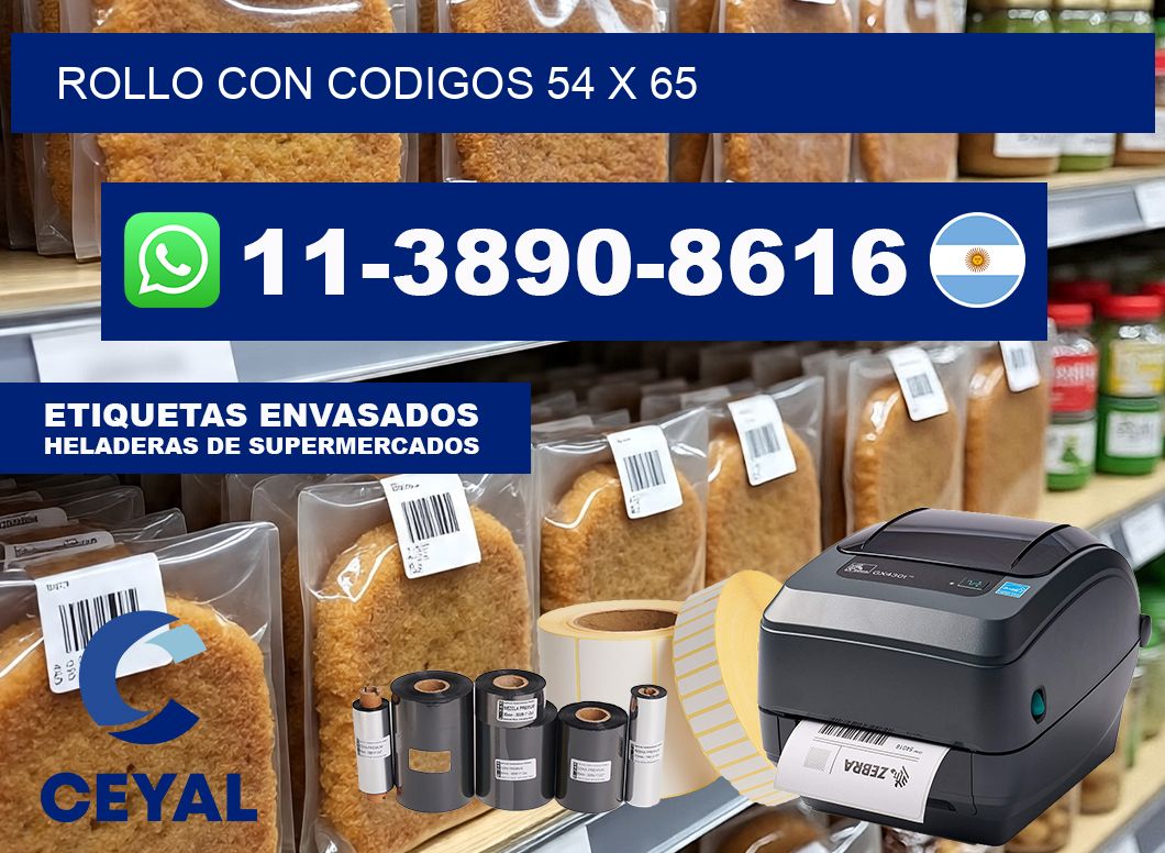 rollo con codigos 54 x 65