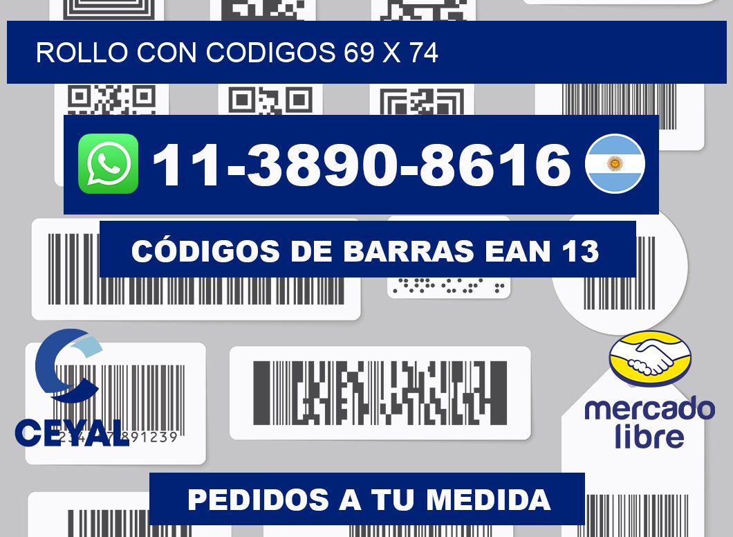 rollo con codigos 69 x 74