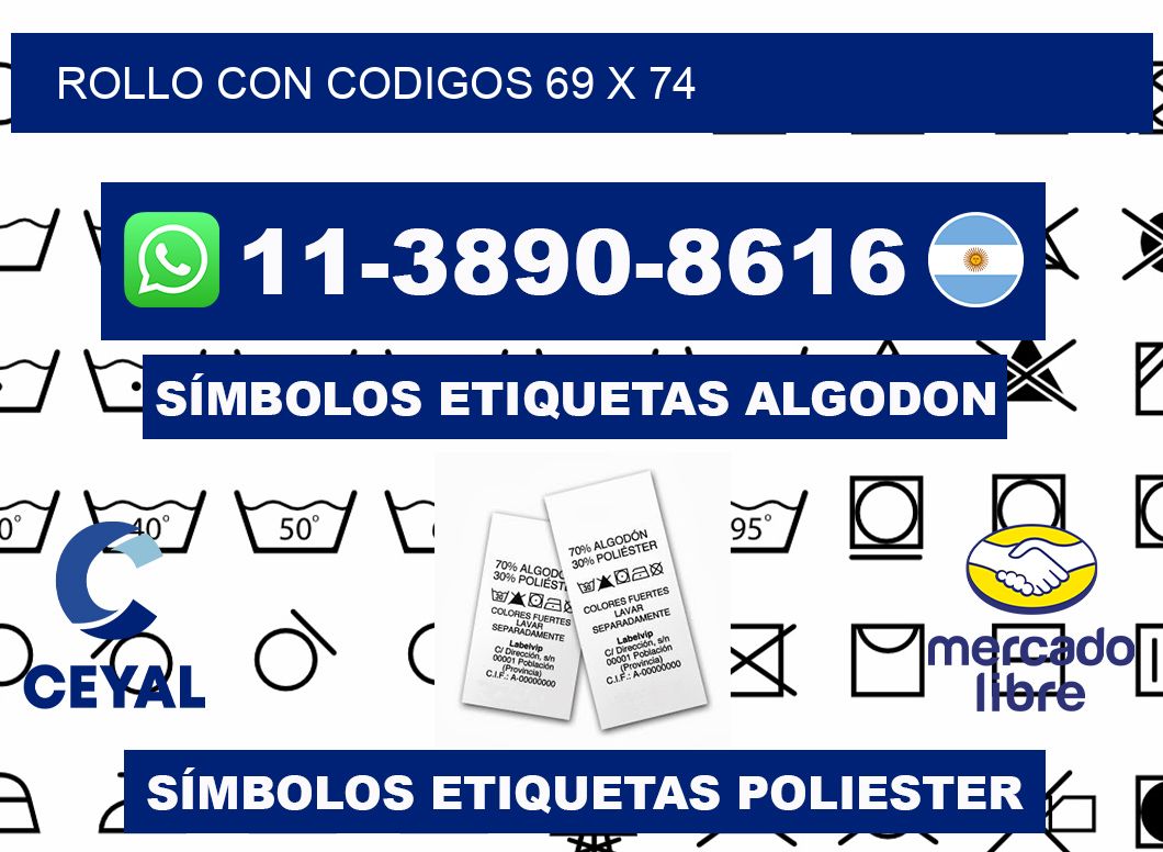 rollo con codigos 69 x 74