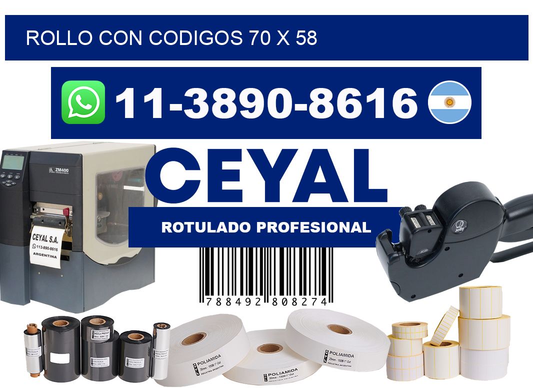 rollo con codigos 70 x 58