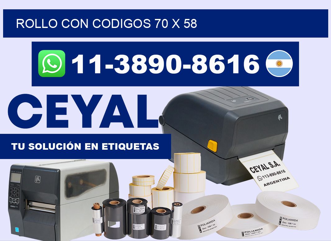 rollo con codigos 70 x 58