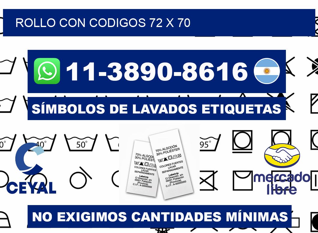 rollo con codigos 72 x 70