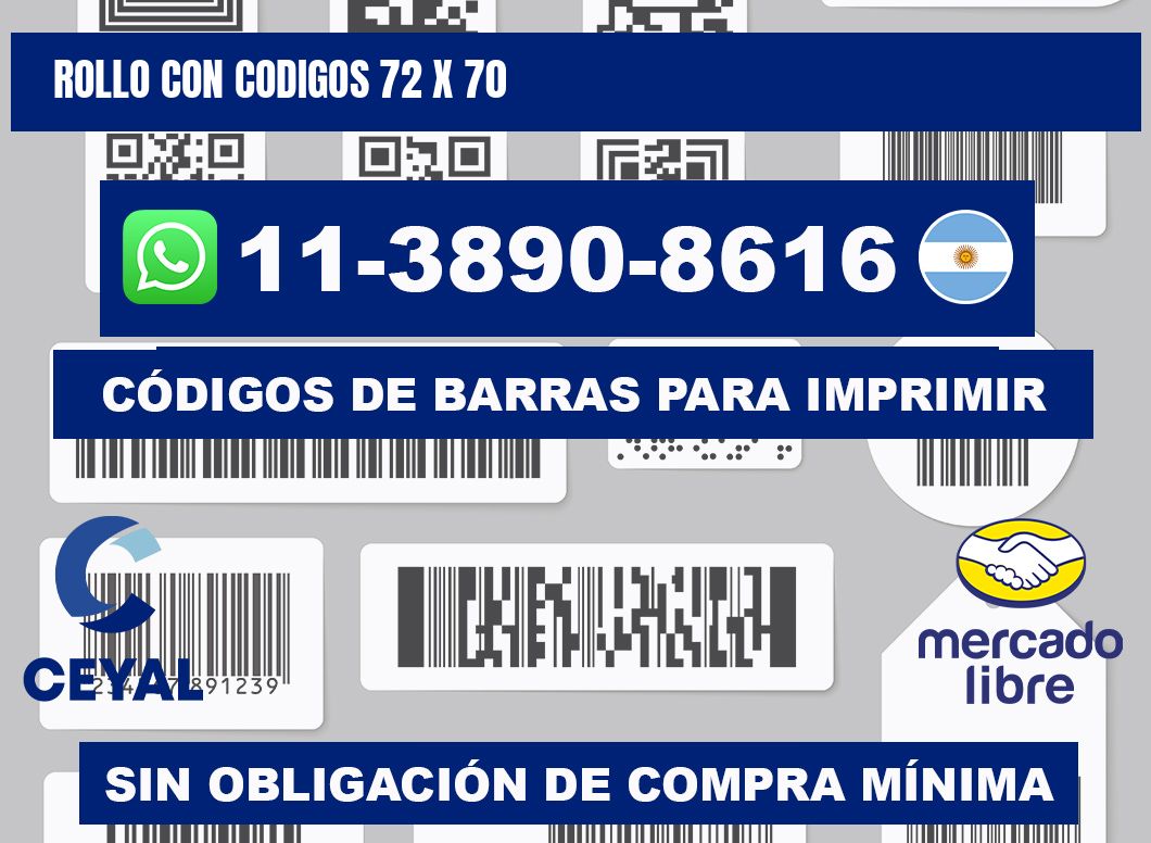 rollo con codigos 72 x 70
