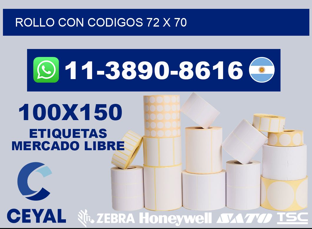 rollo con codigos 72 x 70