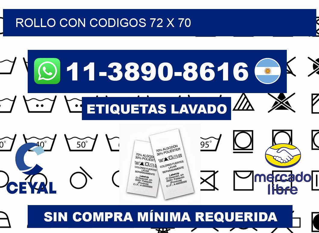 rollo con codigos 72 x 70