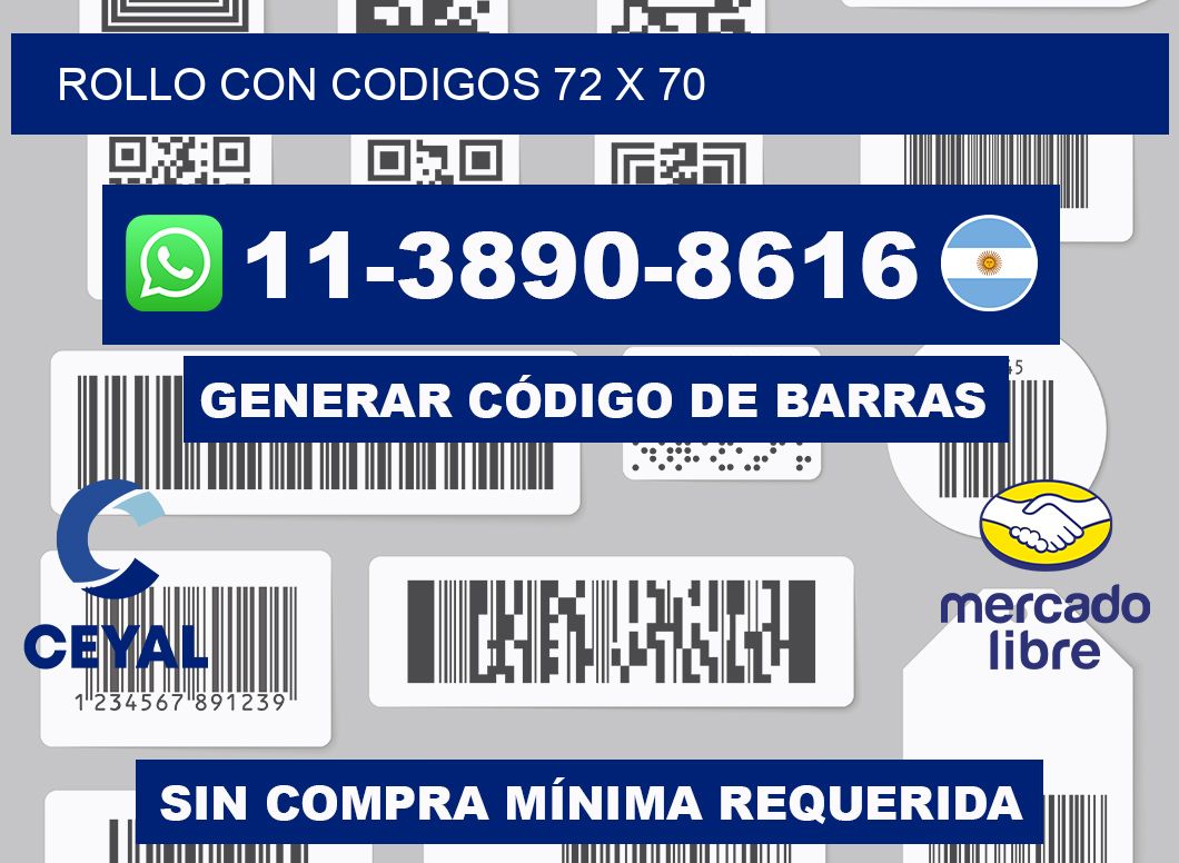 rollo con codigos 72 x 70