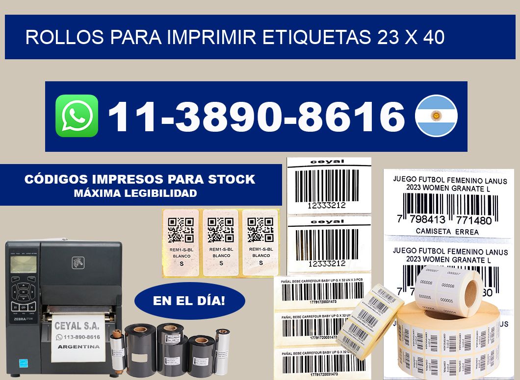 rollos para imprimir etiquetas 23 x 40