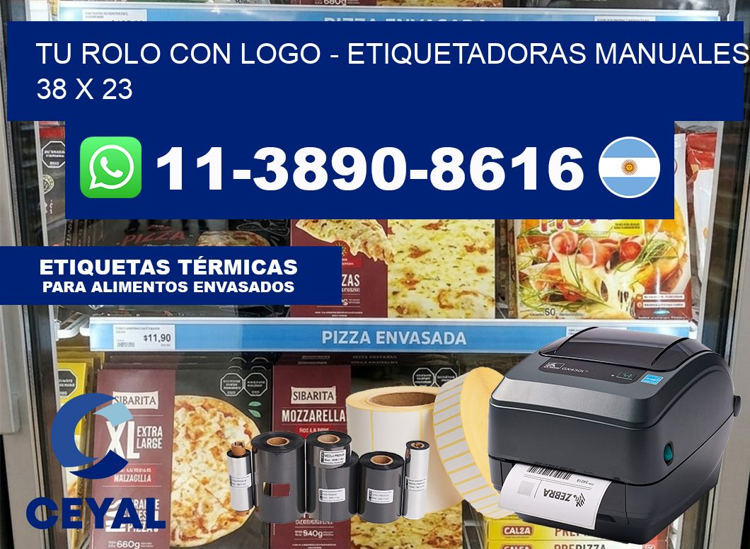 tu rolo con logo – Etiquetadoras Manuales  38 x 23