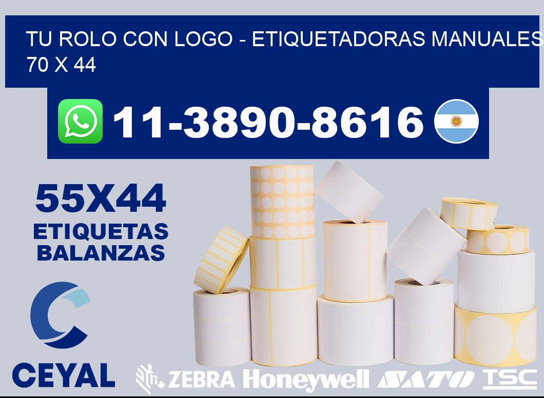 tu rolo con logo - Etiquetadoras Manuales  70 x 44