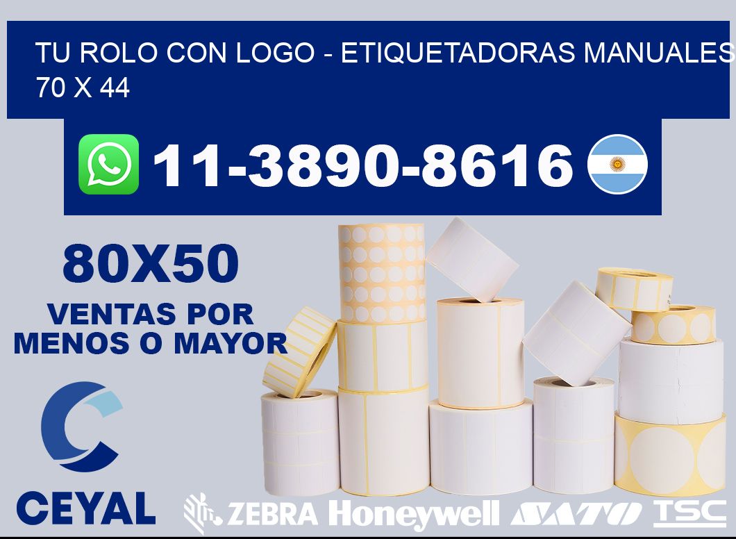tu rolo con logo - Etiquetadoras Manuales  70 x 44