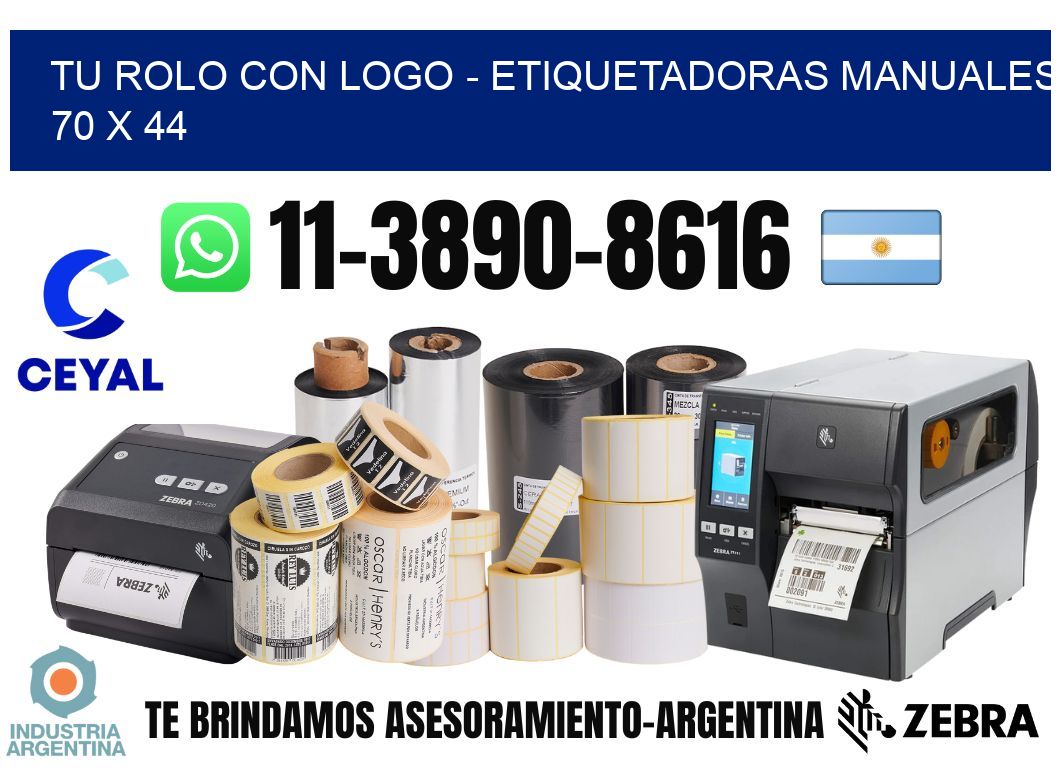 tu rolo con logo – Etiquetadoras Manuales  70 x 44