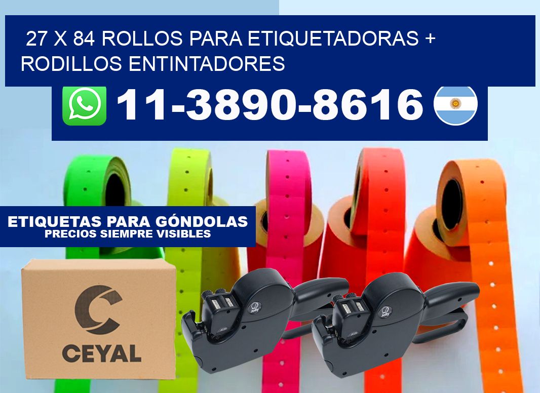 27 x 84 rollos para etiquetadoras + rodillos entintadores