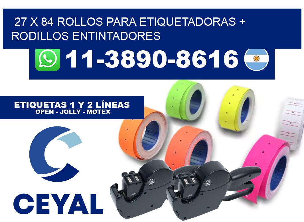 27 x 84 rollos para etiquetadoras + rodillos entintadores