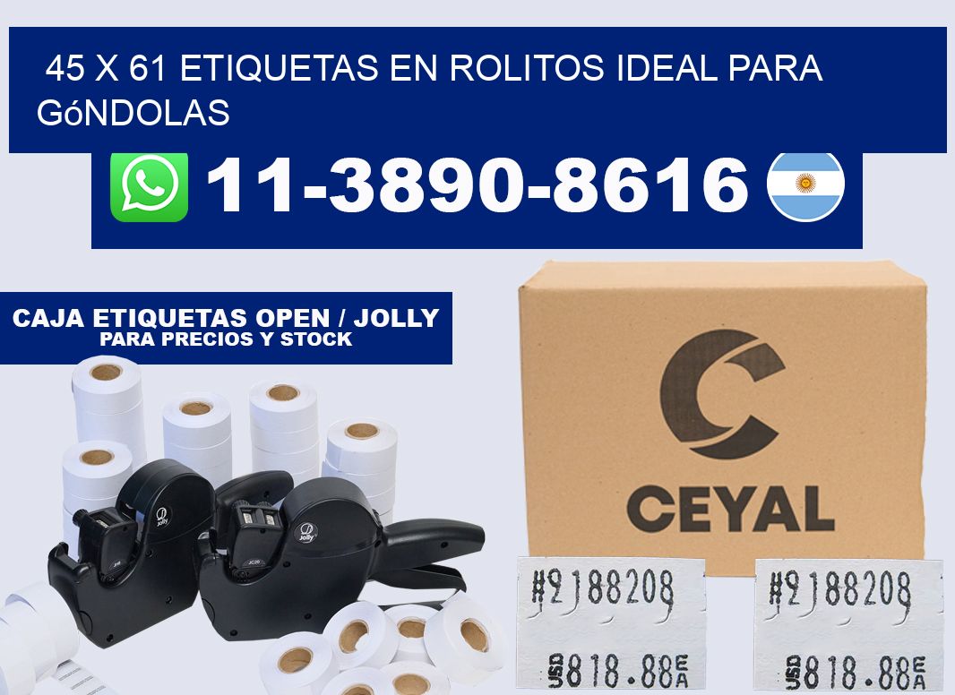 45 x 61 etiquetas en rolitos ideal para góndolas