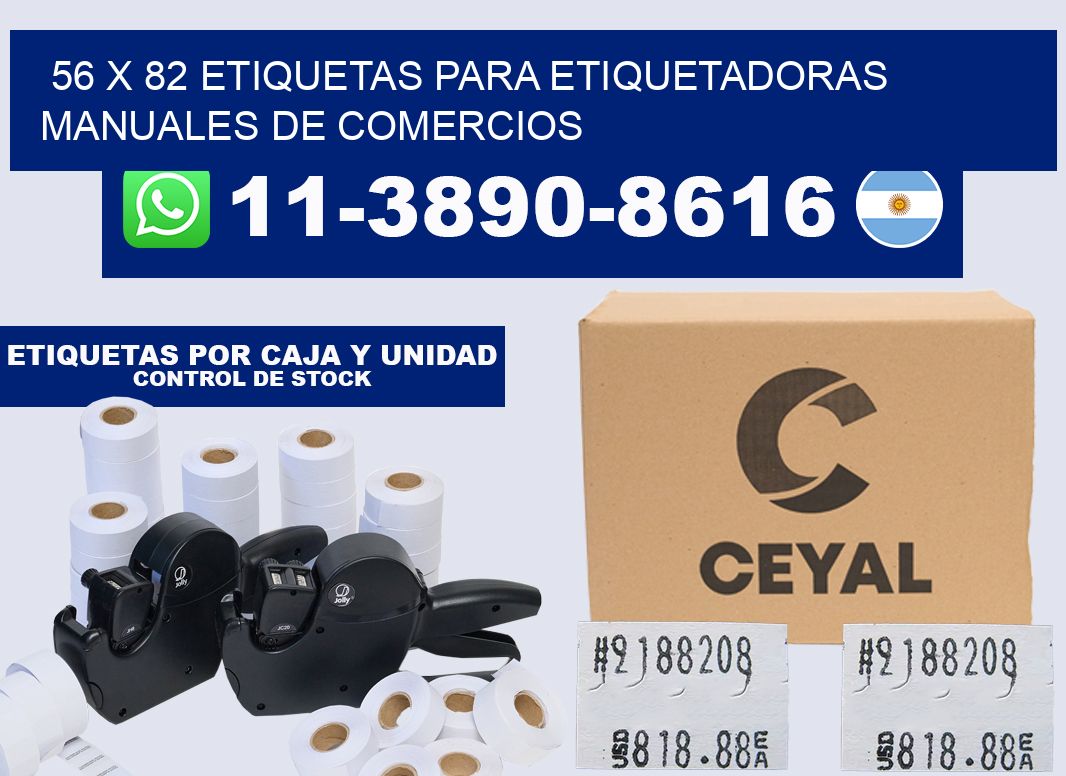 56 x 82 etiquetas para etiquetadoras manuales de comercios