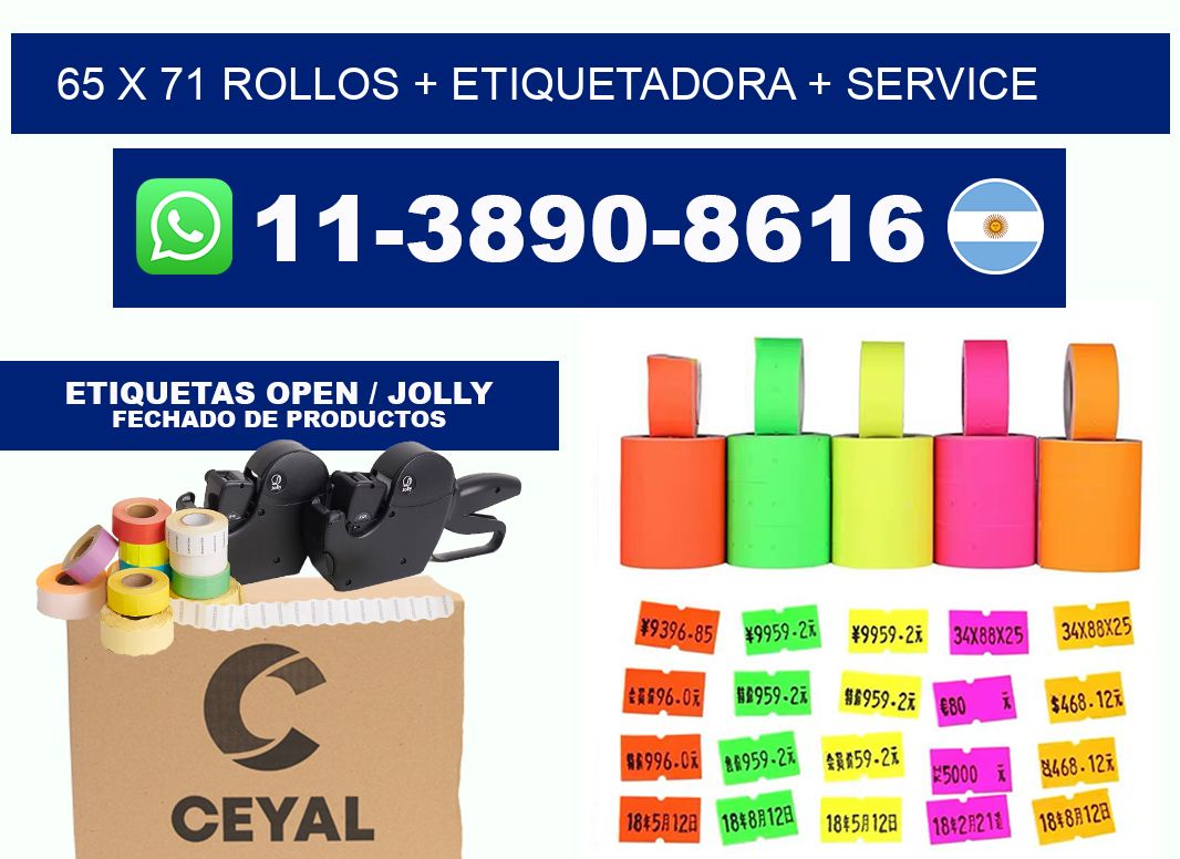 65 x 71 rollos + etiquetadora + service
