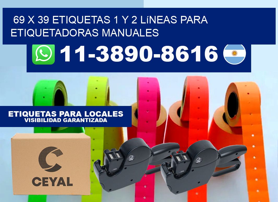 69 x 39 Etiquetas 1 y 2 líneas para etiquetadoras manuales