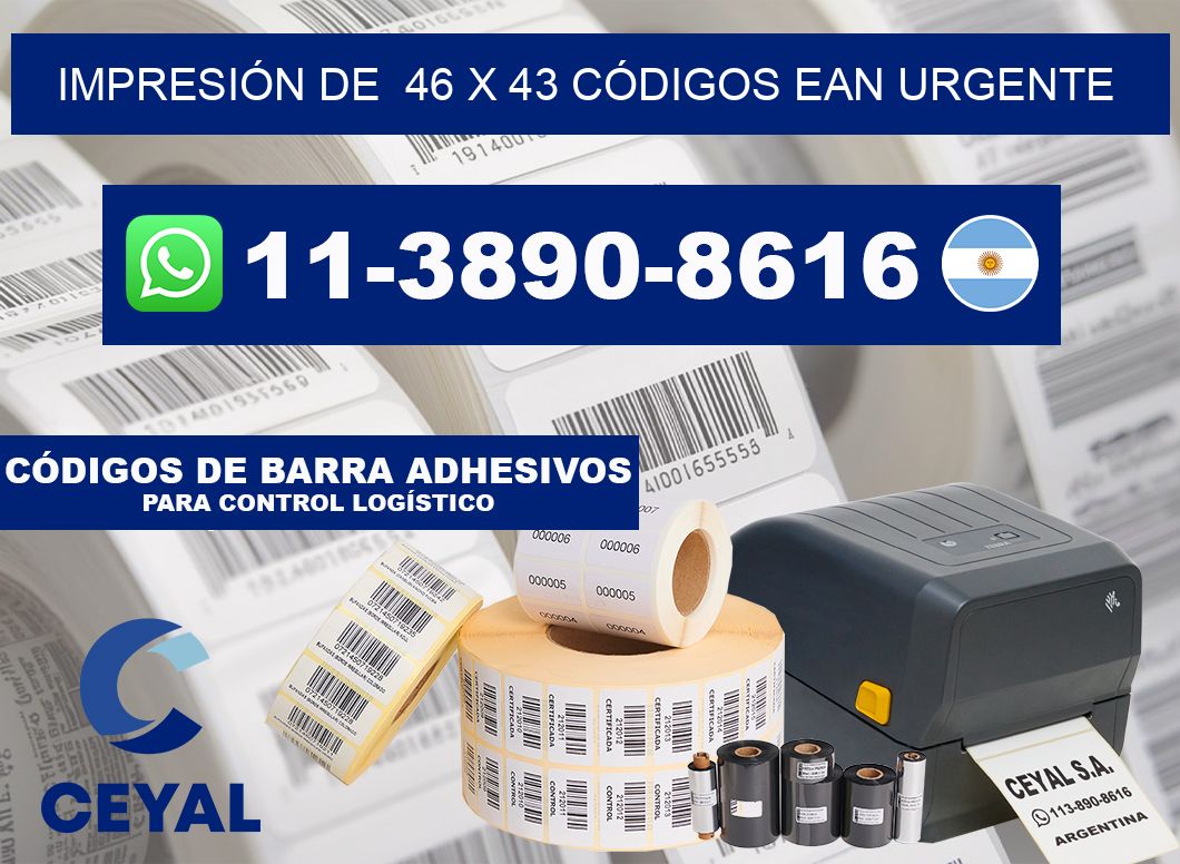 IMPRESIÓN DE 46 x 43 CÓDIGOS EAN URGENTE