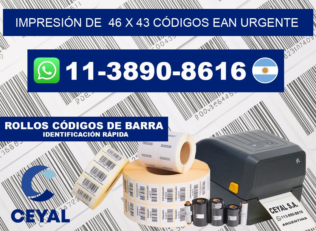 IMPRESIÓN DE  46 x 43 CÓDIGOS EAN URGENTE