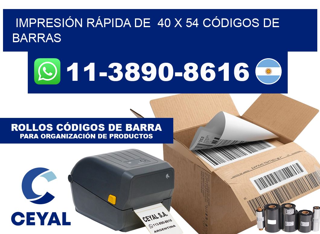 IMPRESIÓN RÁPIDA DE 40 x 54 CÓDIGOS DE BARRAS