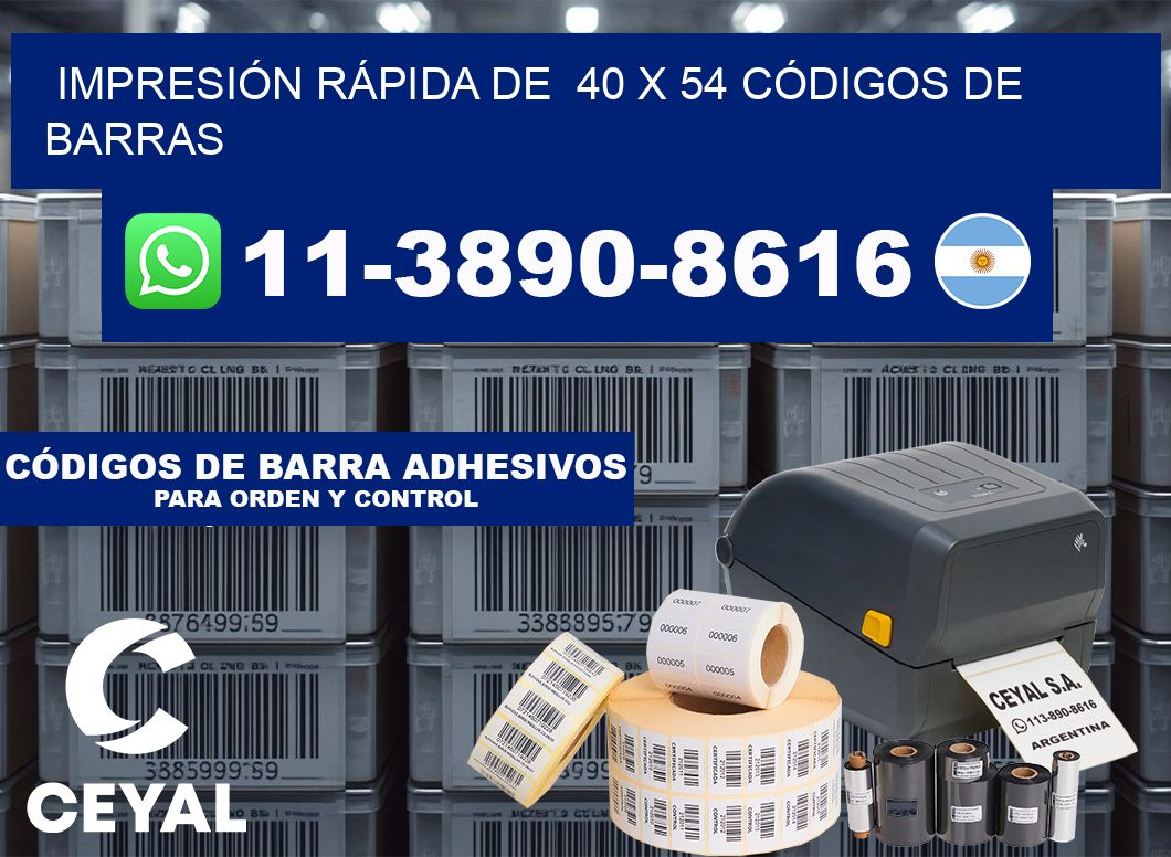 IMPRESIÓN RÁPIDA DE 40 x 54 CÓDIGOS DE BARRAS