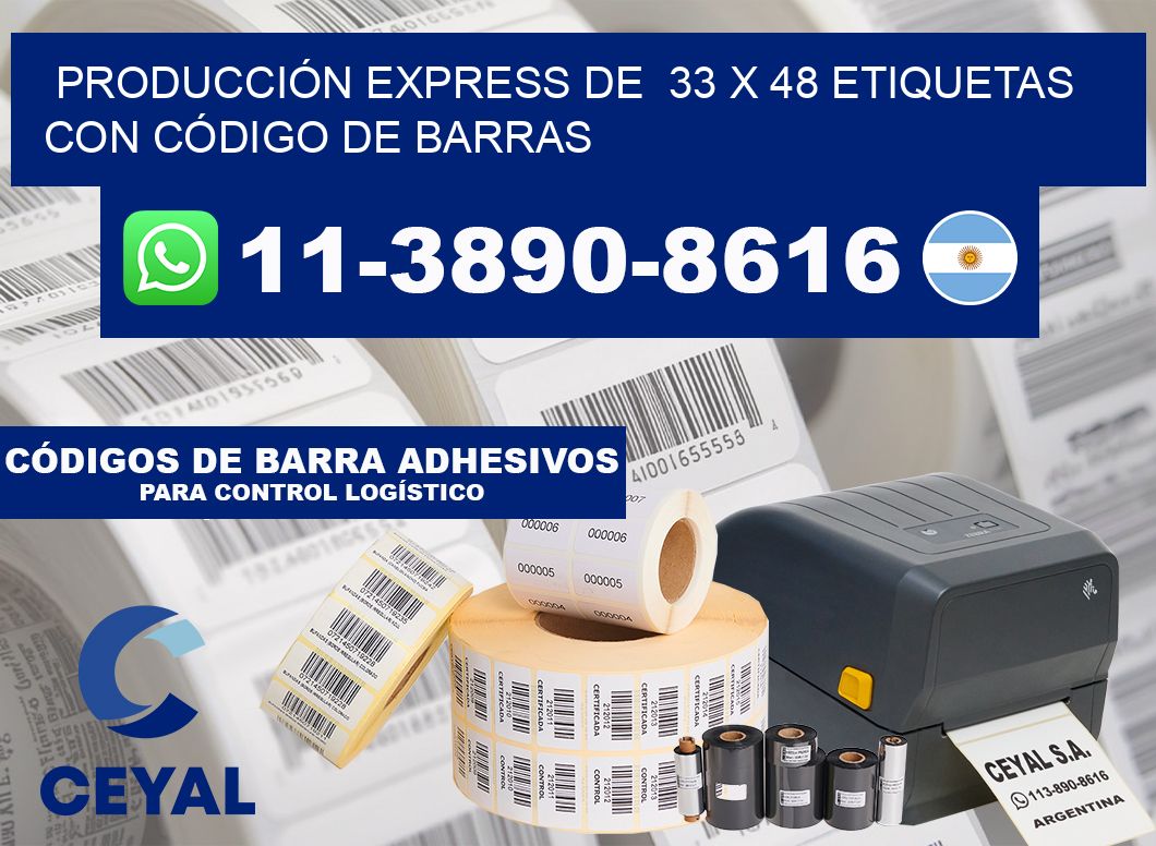 PRODUCCIÓN EXPRESS DE 33 x 48 ETIQUETAS CON CÓDIGO DE BARRAS