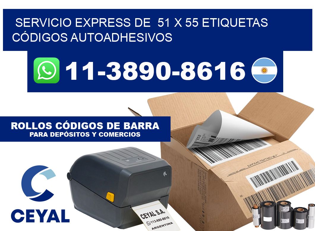 SERVICIO EXPRESS DE 51 x 55 ETIQUETAS CÓDIGOS AUTOADHESIVOS