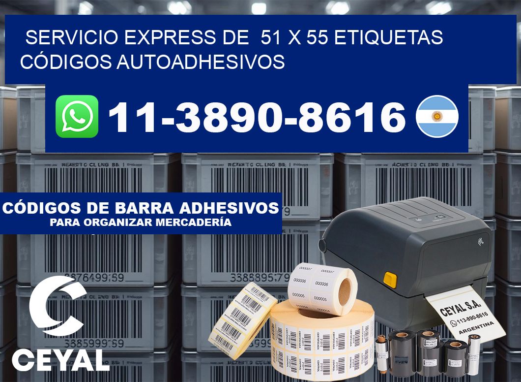 SERVICIO EXPRESS DE 51 x 55 ETIQUETAS CÓDIGOS AUTOADHESIVOS
