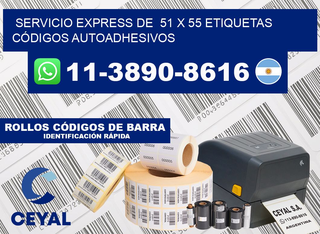 SERVICIO EXPRESS DE  51 x 55 ETIQUETAS CÓDIGOS AUTOADHESIVOS