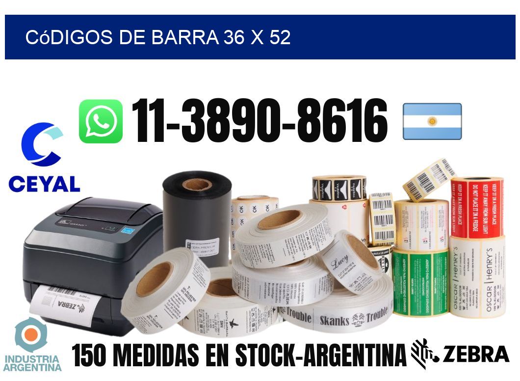 códigos de barra 36 x 52