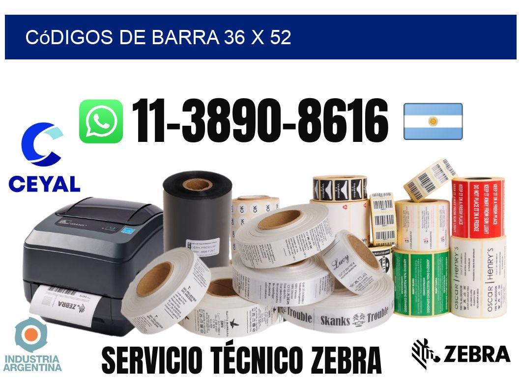 códigos de barra 36 x 52