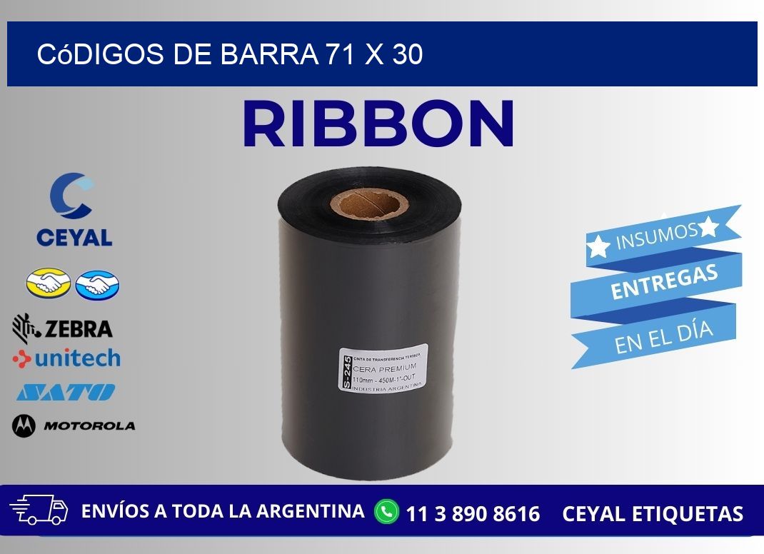 códigos de barra 71 x 30