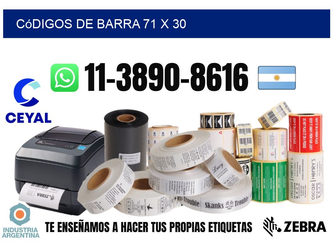 códigos de barra 71 x 30