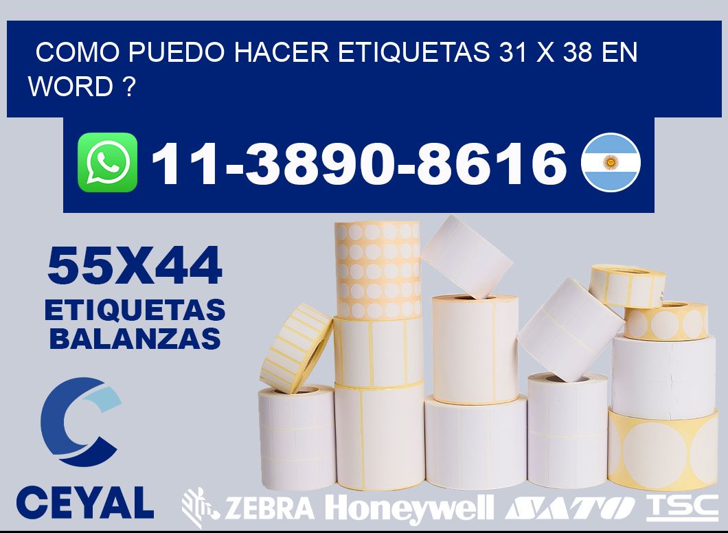 como puedo hacer etiquetas 31 x 38 en word ?
