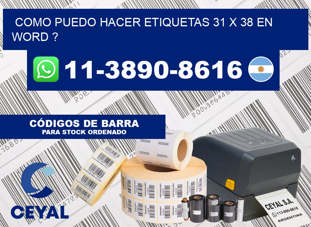 como puedo hacer etiquetas 31 x 38 en word ?