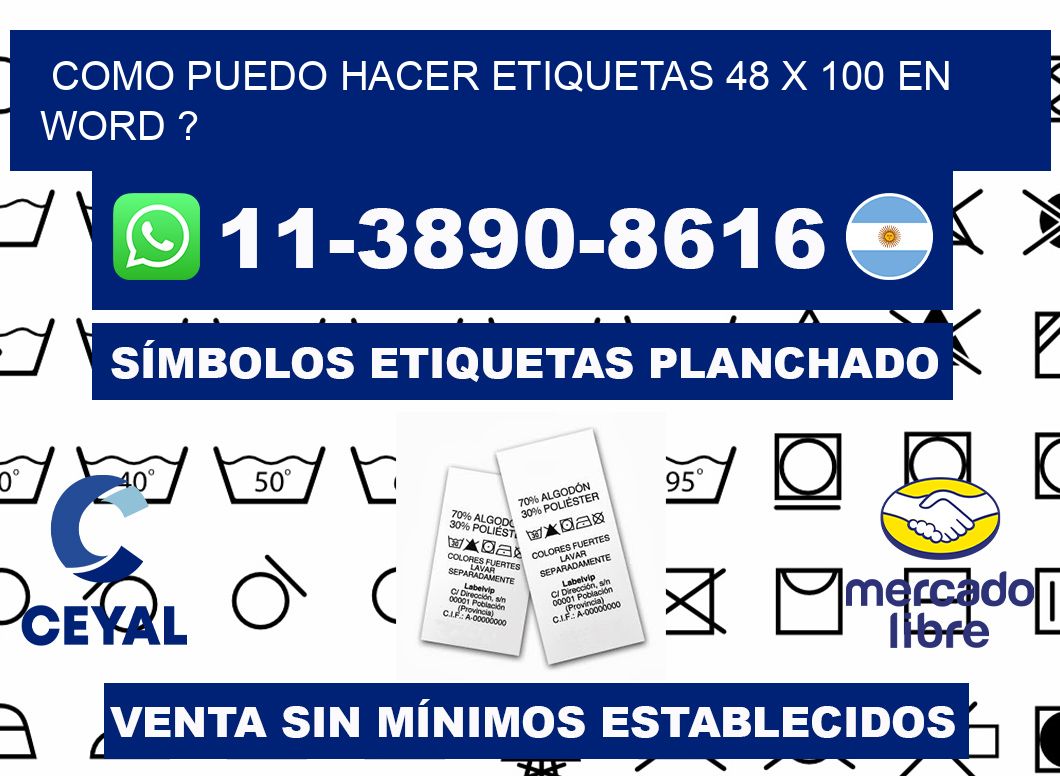 como puedo hacer etiquetas 48 x 100 en word ?